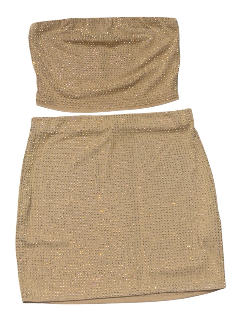 Gold iridescent Rhinestone two-piece skirt set